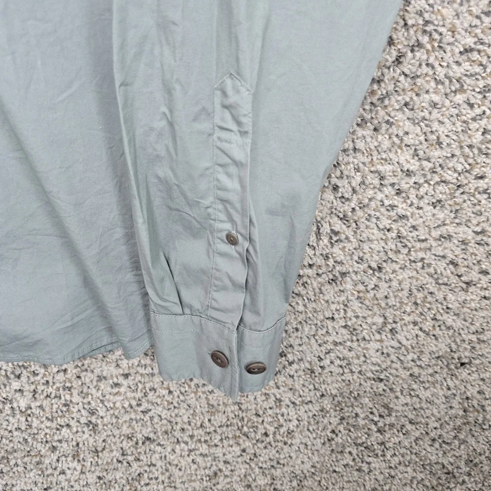 Banana Republic Shirt Mens Large Blue Gray Button Up Organic‎ Cotton Untucked